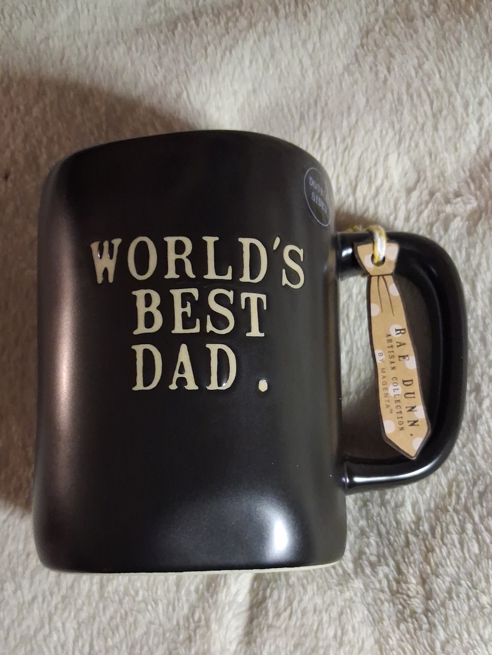 Rae Dunn Black Mug with Cream Lettering "WORLD'S BEST DAD"